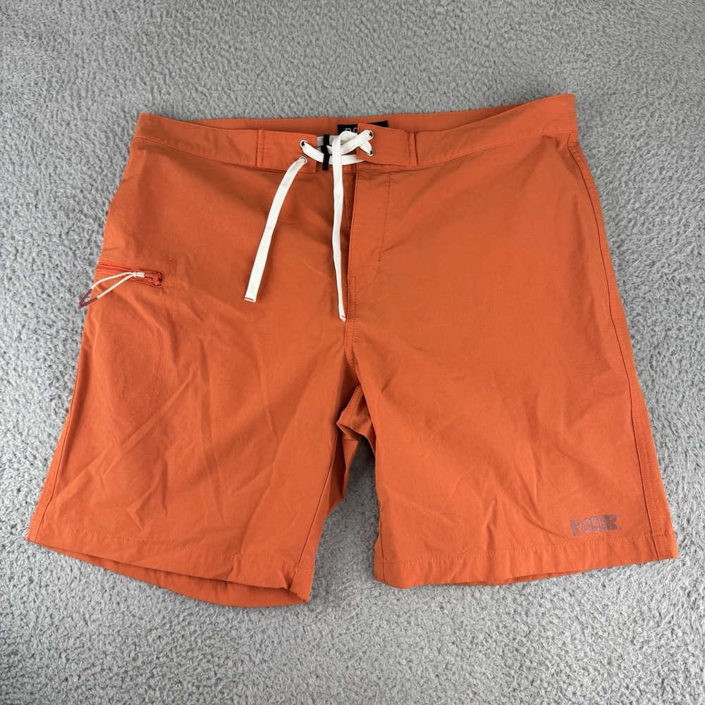 Poler Board Shorts 8" Mens 36 Orange Hybrid‎ Stretch Nylon Swim Hike Outdoor